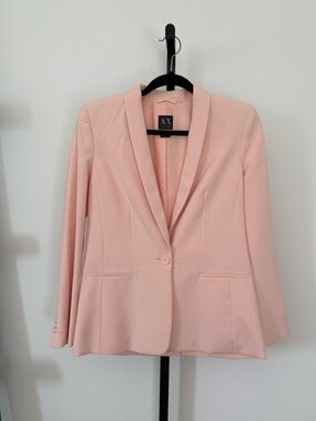 Armani Exchange Women's Light Pink Single-Button Blazer